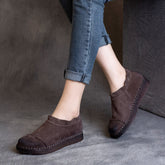 Women Autumn Retro Cowhide Soft Flat Shoes Newgew Shoes