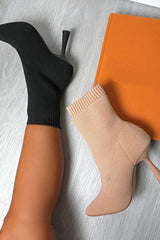 Fashion Pointed Mid-tube Knitted High-heel Boots NewGew