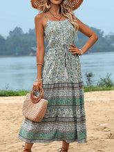 Women's Sleeveless Boho Floral Midi Dress with Spaghetti Straps Newgew Dresses