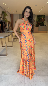 Halterneck Tie Back Cut-Out Maxi Dress Newgew Dresses