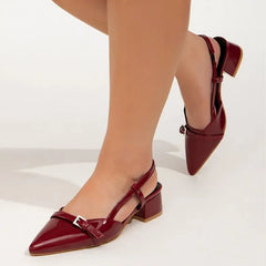 Pointed-Toe Patent Leather Mid-Heel Flip-Flops Newgew