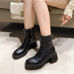 Retro Chunky Heel Ankle Boots Newgew