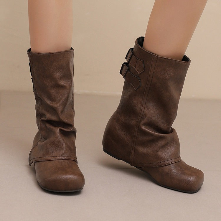 Square Toe Height-Enhancing Ankle Boots Newgew