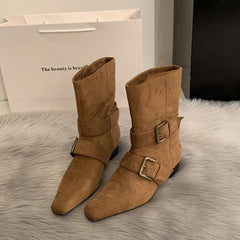 British-Style Wide-Mouthed Ankle Boots Newgew