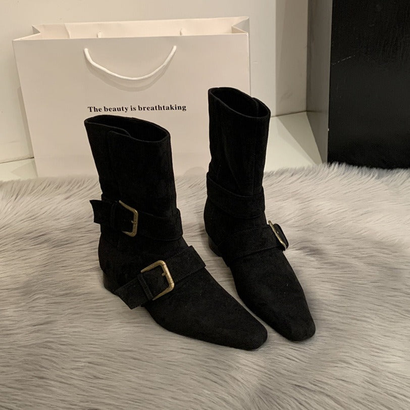 British-Style Wide-Mouthed Ankle Boots Newgew