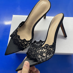 Pointed-Toe Lace High Heels Newgew