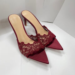Pointed-Toe Lace High Heels Newgew