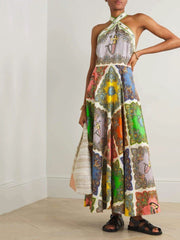 Paisley Satin Floral Maxi Dress Newgew Dresses