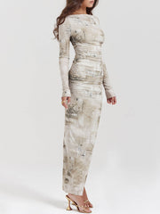 Pale Sage Print Maxi Dress Newgew Dresses