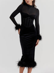 Black Velvet Midi Dress Newgew Dresses