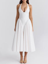 White Cotton Halter Midi Sundress Newgew Dresses