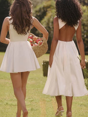 White Twill Midi Sundress Newgew Dresses