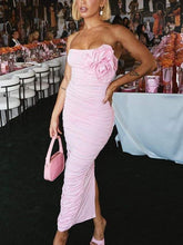 Tina Flower Strapless Midi Dress Newgew Dresses