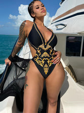 One Piece Halter V Neck Backless Swimsuits Newgew