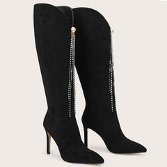 Rhinestone High Heel Boots Newgew