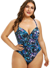 One Piece Tie Dye Print Criss Cross Swimsuit Newgew