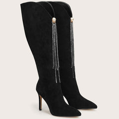 Rhinestone High Heel Boots Newgew