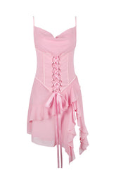 Yvonne Blush Ruffle Corset Mini Dress Newgew