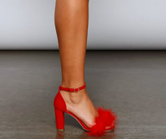 Glam It Up Marabou Block Heels Newgew