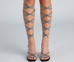 All About Glam Rhinestone Lace-Up Stiletto Heels Newgew