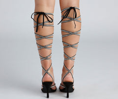All About Glam Rhinestone Lace-Up Stiletto Heels Newgew