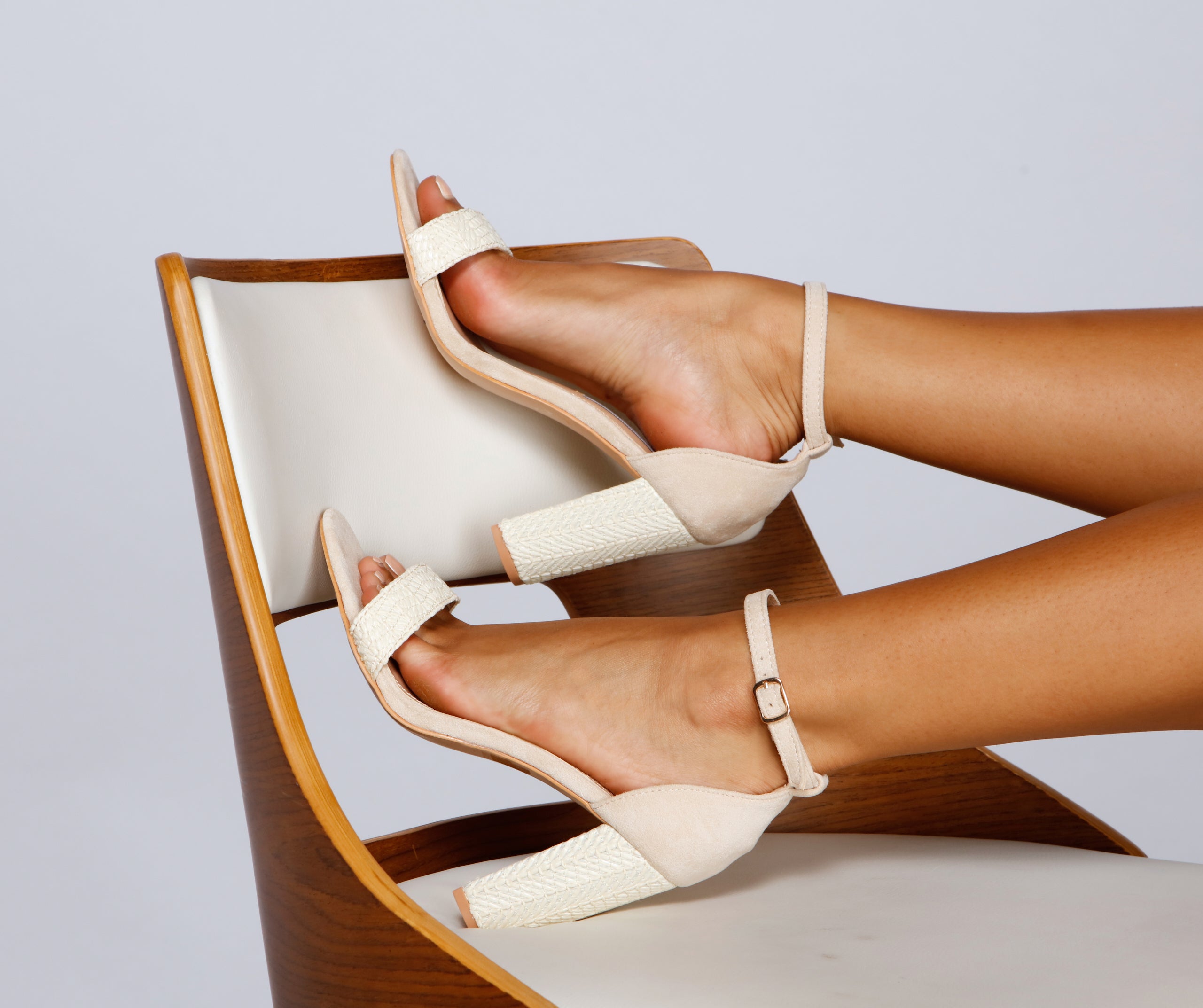 Sunshine Chic Straw Block Heels Newgew