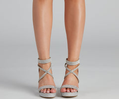 Major Shine Glitter And Rhinestone Block Heels Newgew