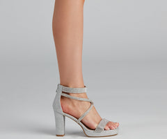 Major Shine Glitter And Rhinestone Block Heels Newgew