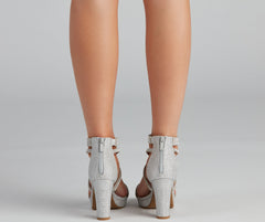 Major Shine Glitter And Rhinestone Block Heels Newgew