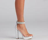 Miss Chic Rhinestone Ankle Platform Heels Newgew