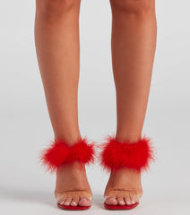 Wait Fur It Marabou Lucite Heels Newgew
