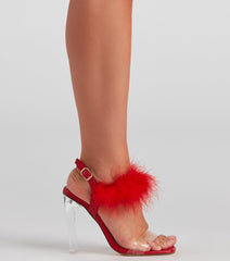 Wait Fur It Marabou Lucite Heels Newgew