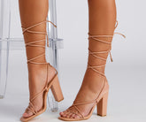 Chic Look Lace-Up Block Heels Newgew