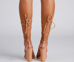 Chic Look Lace-Up Block Heels Newgew