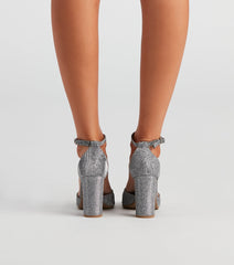 Dazzle Glitter Mesh Block Heels Newgew