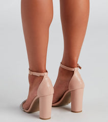 Glam Foot Forward PU Block Heels Newgew