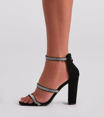 Dazzling In Rhinestone Block Heels Newgew