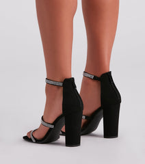 Dazzling In Rhinestone Block Heels Newgew