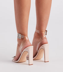 Glamour Girl Rhinestone Buckle Block Heels Newgew