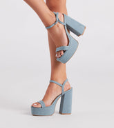 Diva Alert Denim Platform Block Heels Newgew
