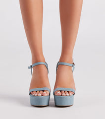 Diva Alert Denim Platform Block Heels Newgew