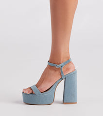 Diva Alert Denim Platform Block Heels Newgew