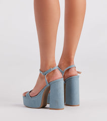 Diva Alert Denim Platform Block Heels Newgew