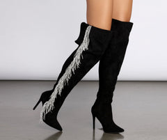 Living In The Limelight Fringe Thigh High Boots Newgew