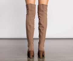 50 and 50 Thigh High Faux Suede and Knit Boots Newgew