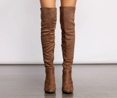 50 and 50 Thigh High Faux Suede and Knit Boots Newgew