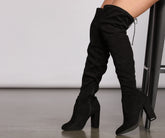 Over The Knee Faux Suede Block Heeled Boots Newgew