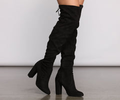 Over The Knee Faux Suede Block Heeled Boots Newgew