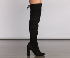 Over The Knee Faux Suede Block Heeled Boots Newgew