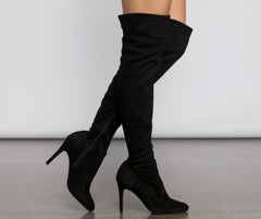 Essential Faux Suede Stiletto Thigh High Boots Newgew